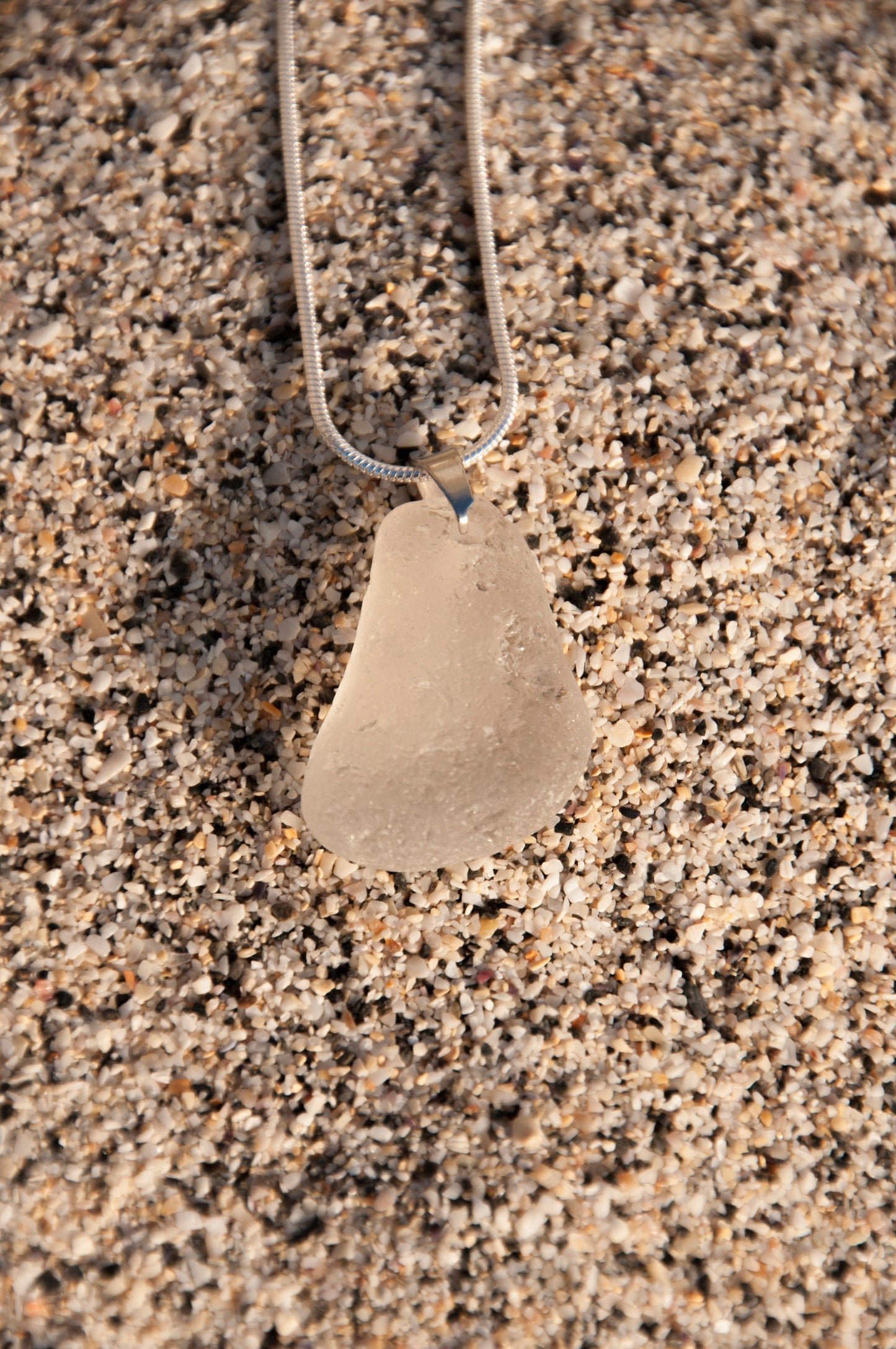 Cornish Sea Glass Necklace. Sterling Silver. Real Sea Glass