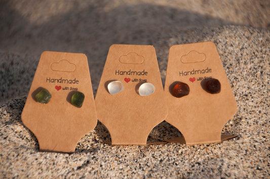 Cornish Sea Glass Stud Earrings. Real Sea Glass, Not Tumbled like a lot on Etsy