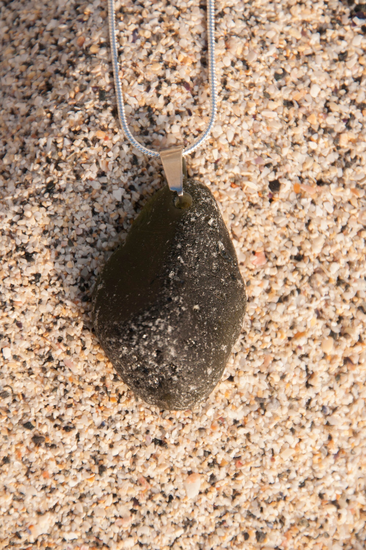 Cornish Sea Glass Necklace. Sterling Silver. Real Sea Glass