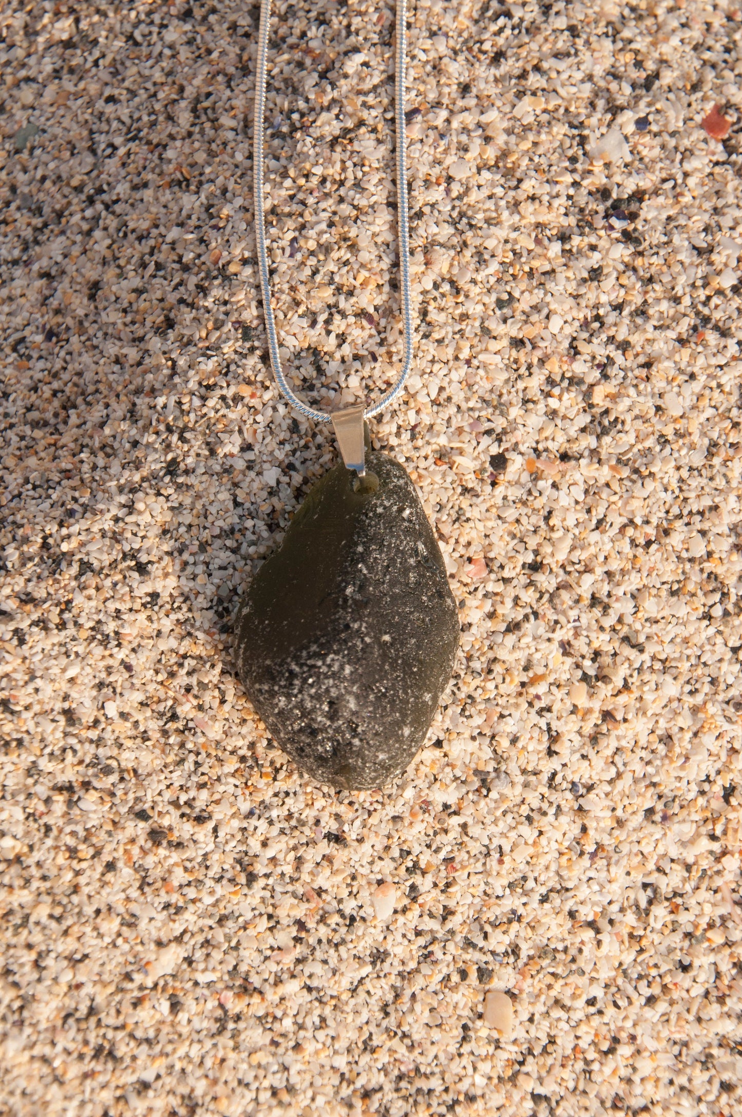 Cornish Sea Glass Necklace. Sterling Silver. Real Sea Glass