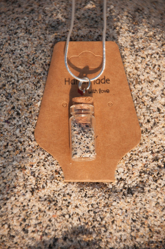 Cornish Bottled Sand Sterling Silver Necklace. Own a tiny bit of a Cornish beach