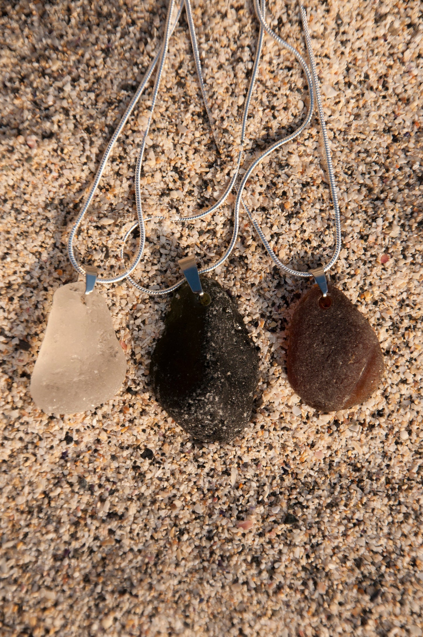 Cornish Sea Glass Necklace. Sterling Silver. Real Sea Glass