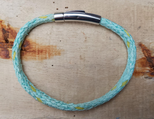 Recycled Cornish Ghost Net Beach Bracelet - Light Blue with Bits of Yellow