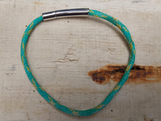 Recycled Cornish Ghost Net Beach Bracelet - Green with Bits of Yellow